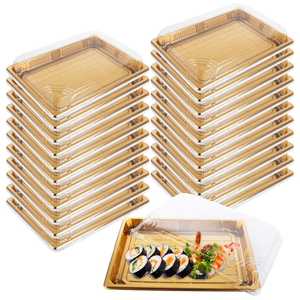 Contenedor Desechable de PP Cuadrado para Llevar, Bandeja para Sushi Japonés, Caja para Comida para Llevar, Envase para Comida Rápida con Tapa - Product Image 1