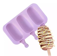 Moule à sucettes glacées au chocolat en forme de fruits, réutilisable et mignon, en silicone, avec couvercle et bâton