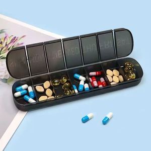 Pastillero Portátil de Polipropileno para 7 Días, Hermético y a Prueba de Polvo, con Siete Compartimentos, Dispensador de Medicamentos en Tira Larga de Gran Capacidad - Product Image 1