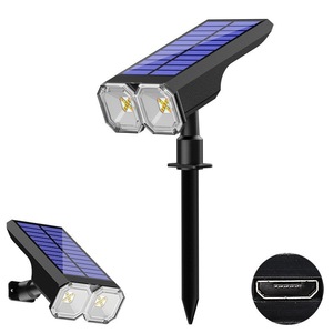 Lampe solaire de jardin 10W à double LED jaune et blanche, étanche, pour l'extérieur, éclairage paysager pour cour et pelouse - Product Image 3
