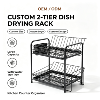 Égouttoir à vaisselle double couche en fer pour cuisine, support de rangement multifonctionnel pour tasses, bols et baguettes, non pliable, minimaliste