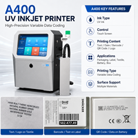 Máquina de Codificación UV A400 de Ultra Alta Velocidad de 165 m/min, Cabezal de Impresión Ricoh de 32,4 mm de Ancho, Codificador Industrial para Tapas de Botellas y Cables