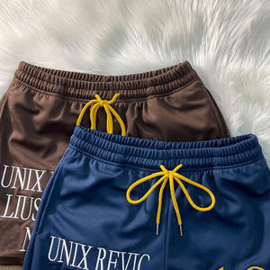 Streetwear Casual Elastic Waist Drawstring Breathable Worsted Cotton Embroidery Logo Sweat <b>Shorts</b> - Product Image 2