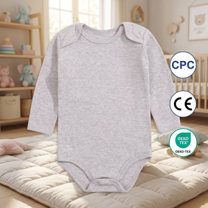 Combinaison à manches longues en pur coton unisexe pour bébé garçon et fille, douce pour la peau, impression personnalisée, fabricant de vêtements pour bébé - Product Image 1