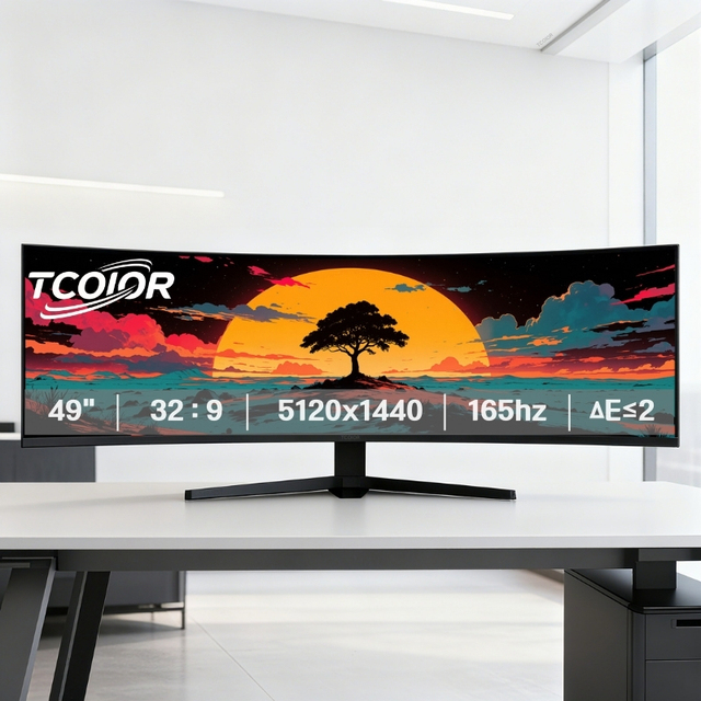 49 Inch 5K Curved Gaming Monitor 5120x1440 DQHD 165Hz Monitors Ultra Wide Screen With DisplayPort for Multitasking Office Work