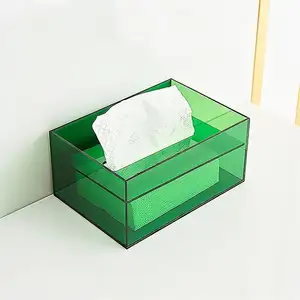 Зеленые акриловые коробки для салфеток с крышкой прямоугольный держатель для салфеток цвет прозрачная акриловая коробка для салфеток