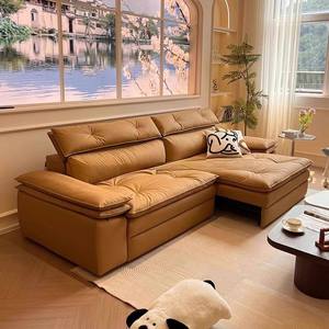 Foshan Factory One Seat <b>Bed</b> Living Room 2026 New Luxury High-<b>End</b> Feel Large Apartment Retractable Genuine Leather Co - Product Image 2