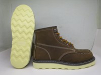 Bottes de travail durables en cuir à tige haute, style rétro, avec embout en acier, antidérapantes, décontractées, pour l'extérieur, pour hommes