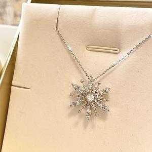 S925 Pure Silver Snowflake Zircon Necklace High-End Japanese <b>Frozen</b> Water Droplet Collarbone Chain Luxury Niche Crystal Necklace - Product Image 5