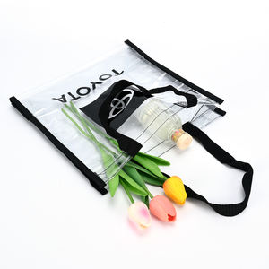 Compras Pvc Impermeável Logos Personalizados Sacolas Claras, Moda Impressão Portátil Saco De Compras Impermeável Personalizado Saco De PVC - Product Image 4