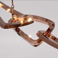 Lustre design artistique pour restaurant, en acier inoxydable et or rose, idéal pour villa et table à manger