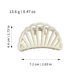 Nouvelle pince à cheveux demi-cercle colorée de 7,2 cm, pince à cheveux creuse en plastique, accessoires pour cheveux pour femmes - Product Image 3