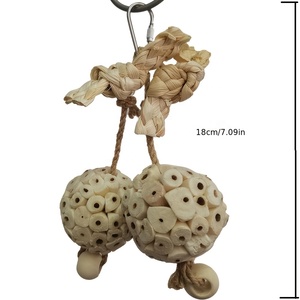 Venta caliente Bola de hierba doble Color Natural maíz trenza cuentas pájaro juguete para loros Original mascota movimiento interactivo juguete - Product Image 2
