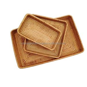 Home <b>Eco</b>-Friendly Wicker Multifunctional Desktop Storage Basket with Handle Rectangle Shape for Kitchen Fruit <b>Egg</b> Storage - Product Image 4