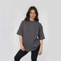 Kaus wanita 100% katun polos musim panas, kain rajut polos pas longgar pakaian kasual wanita dicetak kaus polos dicelup