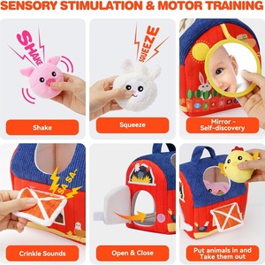 Boîte à jouets portable pour bébé, ferme miniature avec animaux de la ferme, jouet sensoriel Montessori pour enfants de 1 à 3 ans - Product Image 3