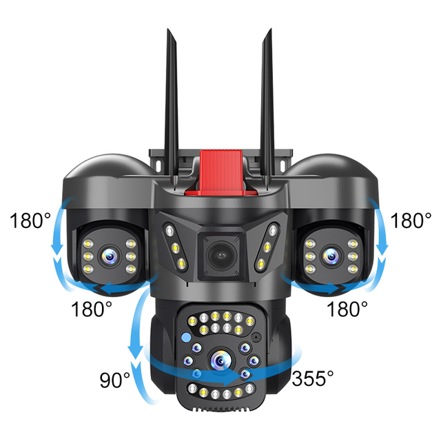 V380 Three Lens Outdoor CCTV Network IP Camera PTZ 360 Wireless Wifi Two Way Audio Auto Tracking 6mp Security Camera OEM 4g