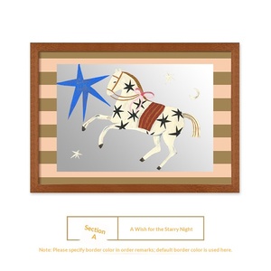 ภาพตกแต่งลายม้าโพนี่ Star Language ดีไซน์เรียบง่ายสไตล์ Bauhaus บนผ้าใบเรซิ่นและกระจก สำหรับห้องเด็ก - Product Image 6