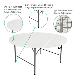 Set Tavolo e Sedie Pieghevoli Rotondi in Plastica - Design Moderno e Leggero per Riunioni all'Aperto, Portatile - Product Image 4