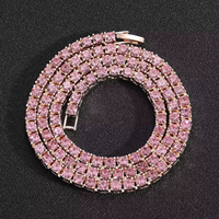 Collier tennis micro-pavé CZ RQ Classic 3/5mm avec fermoir pliant, bijoux de fête en alliage style hip-hop, cadeau