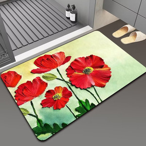 CF personnalisé 3D peinture à l'huile Floral diatomite <span class=keywords><strong>tapis</strong></span> de bain séchage rapide antidérapant <span class=keywords><strong>tapis</strong></span> en caoutchouc pour salle de bain toilette Style moderne hôtels - Product Image 3