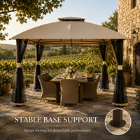 Gazebo permanent 3x3m à structure en fer cintrée, design de toit à double niveau, pavillon ventilé pour événements, prix de gros