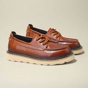 Nouvelles Chaussures en Cuir Style 2026 - Homme, Printemps & Automne, Cuir Véritable Haut de Gamme, Style Workwear Décontracté Britannique, Respirantes - Product Image 1
