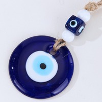 Lanière porte-bonheur ethnique turque tendance, grand œil bleu turc (Evil Eye) de 40MM 50MM, ornement suspendu pour décoration murale et sac