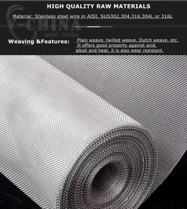 Saringan Kawat Logam Jaring Baja Tahan Karat 304, Jaring Kawat Anyaman <span class=keywords><strong>SUS</strong></span> 316L, 6-500 <span class=keywords><strong>Mesh</strong></span>, Lebar 1-3m - Product Image 2