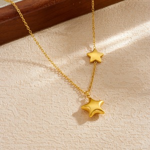 Star Necklace Gold Plated Stainless Steel Five Pointed Pendant Clavicle Chain Short For Women Daily Wear Gift - Product Image 3