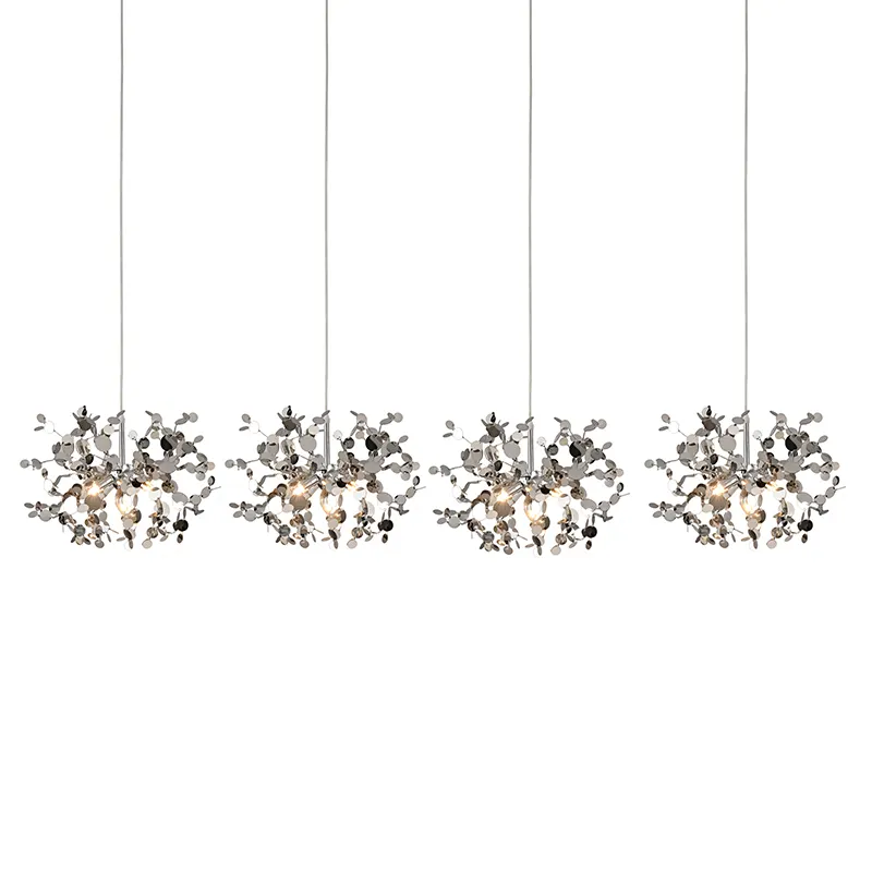 Nordic Style Dining Room Pendant Lamp Creative Art Stainless Steel Leaf Hotel Hall Art Gallery Decor pendant light