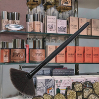 Pinceaux éventail professionnels de haute qualité à manche unique en nylon, personnalisables avec votre marque privée, outil de maquillage pour usage cosmétique