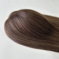 Envío Rápido, Topper de Cabello Humano Natural con Encaje HD 7*8, con Reflejos, 18 Pulgadas para Mujer, Calidad Estable, Precio de Fábrica, se Adapta a la Piel