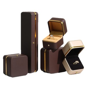 Custom Rounded PU leather gold border jewelry <b>box</b>, ring necklace pendant, <b>earring</b> bracelet, jewelry gift packaging <b>box</b> - Product Image 5