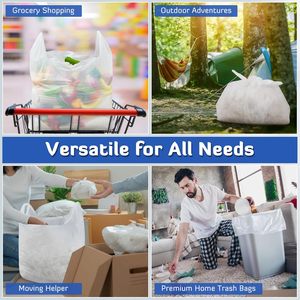 ถุงช้อปปิ้งพลาสติก PE สีขาวขนาดใหญ่พิเศษ ย่อยสลายได้ ใช้ซ้ำได้ ทนทาน สำหรับเสื้อผ้า ของชำ มีหูหิ้ว 100 ชิ้น - Product Image 6