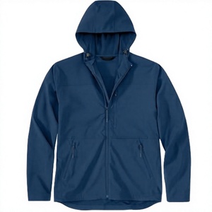 <b>Waterproof</b> Casual Men's <b>Jacket</b> with Stand Collar Front Logo Hood <b>Long</b> Sleeves Spring Autumn Dark Blue/Grey/Black Zipper Closure - Product Image 2