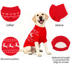 Weihnachtlicher Hundepullover Warme Haustierkleidung Winter-Hundepullover Katzen- und Hundemuster-Pullover Gestrickter Hundepullover - Product Image 4
