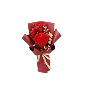 Factory Mini Single Rose 9CM Ramo de flores de jabón con regalo de mano con ramo muy pequeño