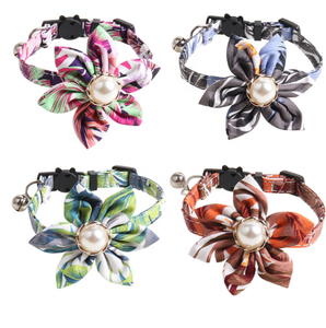 Collar de gato personalizado con campana, perla, sol, flor, desmontable, de lujo, nuevo - Product Image 1