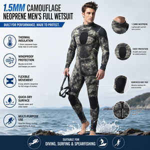 Traje de <span class=keywords><strong>Neopreno</strong></span> Profesional de 1.5mm con Camuflaje para Hombre, <span class=keywords><strong>Cuerpo</strong></span> Completo, Listo para Enviar - Product Image 4