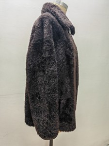 Abrigo Reversible de Piel de Oveja para Mujer, Color Marrón Oscuro, con Solapa de Piel, Largo Medio, con Botones - Product Image 2