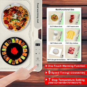 Plateau chauffant électrique, 6 niveaux de température, contrôle du minuterie 9 heures, verrouillage de sécurité pour enfants, tapis chauffant pour aliments pour fêtes, buffets, réunions - Product Image 4