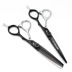 NEPURLson 6.0 Inch FMGF 05 Đen Bạc Thiết Kế Thời Trang Beauty Barber Kéo Kéo Kéo Phẳng Răng Kéo Tóc - Product Image 1