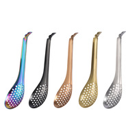 Cuillère écumoire mini Dingyue moderne colorée en acier inoxydable 304 plaqué, perforée, pour caviar, fondue chinoise, écrémeuse à soupe, réutilisable