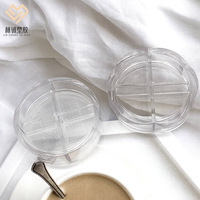 Emballage de maquillage créatif en plastique transparent recyclable à quatre compartiments, sous-boîte en PP pour poudre libre, blush, miel, parfum, cosmétiques