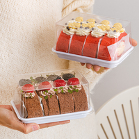 Matériau PET épais rouleau de pain jetable gâteau à emporter conteneurs pâtisserie à emporter emballage en plastique couvercle Transparent boîtes Tiramisu