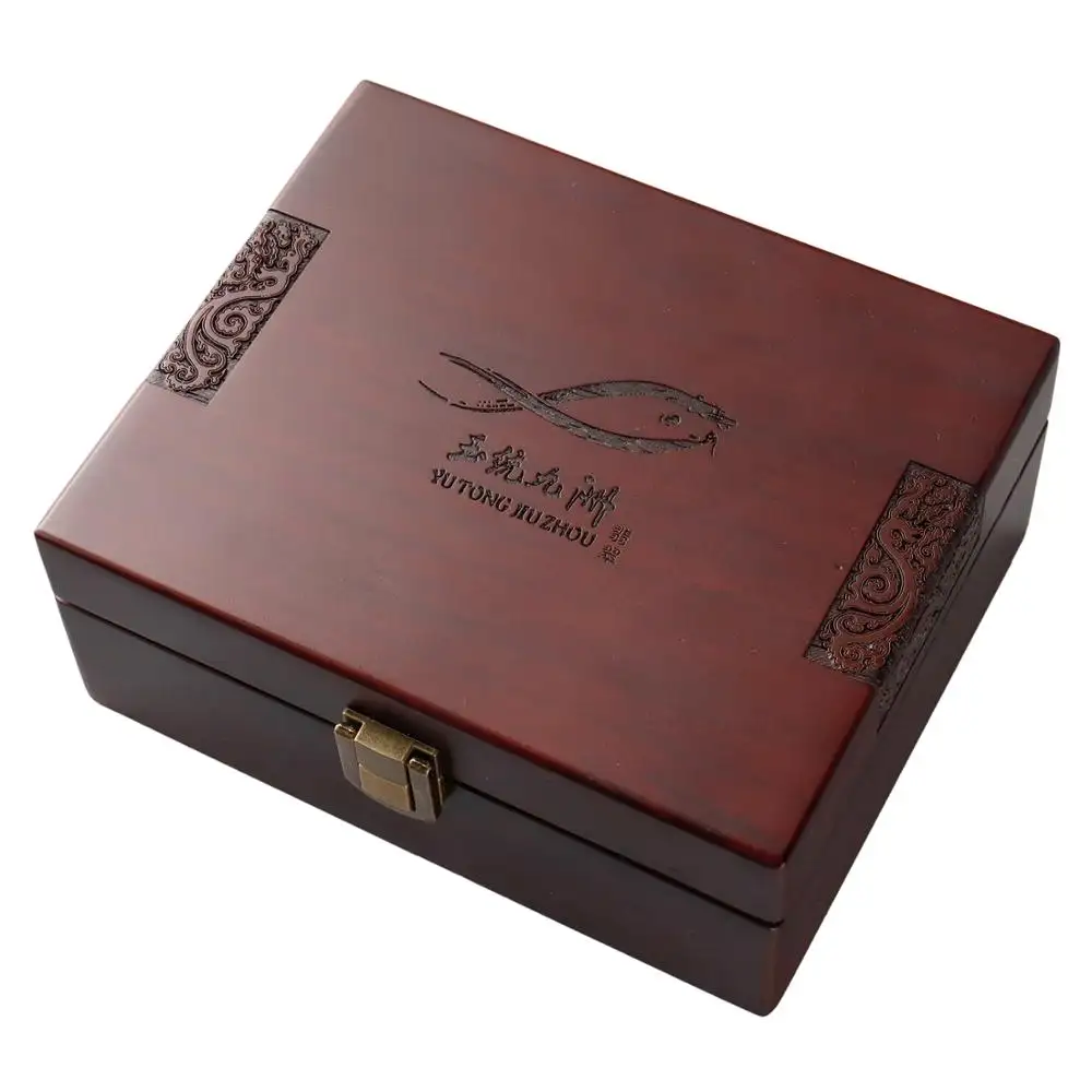 Luxury custom red sandalwood with simple lock jade jewelry gift wooden box