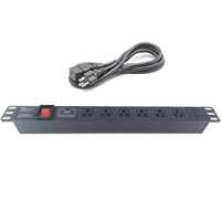 240V 15A Unité de distribution d'énergie NEMA 5-15R Type Prises USA 6 Port Rack Mount PDU avec interrupteur parasurtenseur
