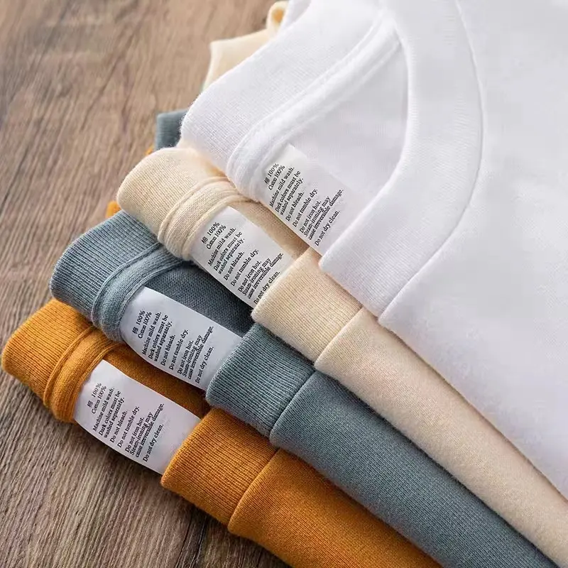 Camiseta de algodão pesado para homens, camiseta branca 200g de algodão puro para homens, com gola redonda e manga curta, camisa de casais