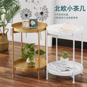 Mesa de Centro Redonda de Doble Capa para Sala de Estar, Dormitorio, Estilo Nórdico Moderno y Lujoso - Product Image 4